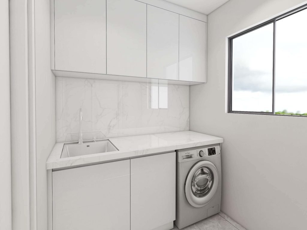 White Balcony Laundry Room - Modern and Functional Design