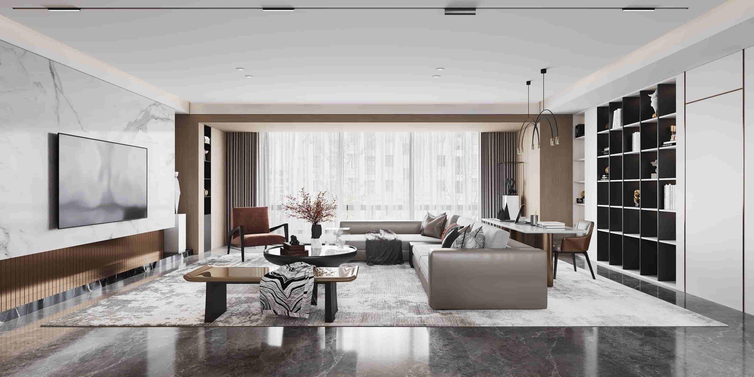 Kabinet Ruang Tamu Kustom yang Fungsional dan Elegan