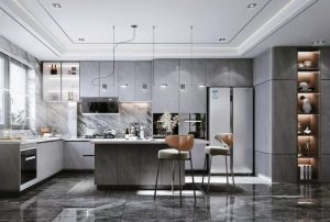 kabinet dapur akrilik abu-abu